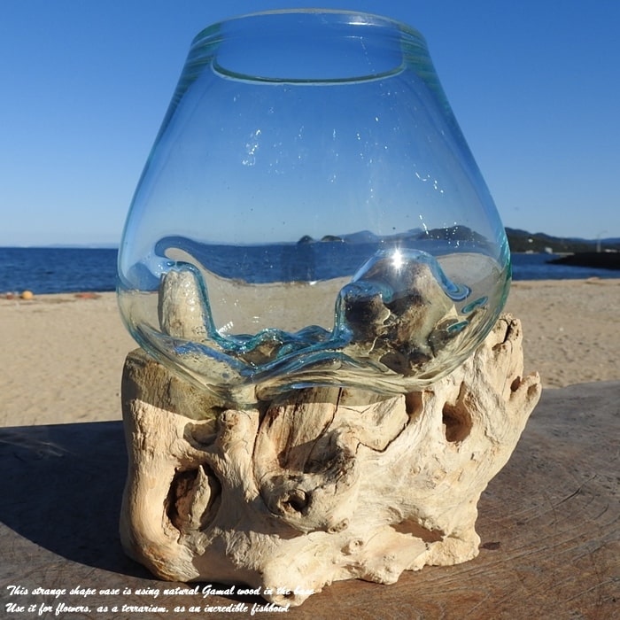 楽天市場】選べる 流木ガラスオブジェ W17 花瓶 アクアリウム