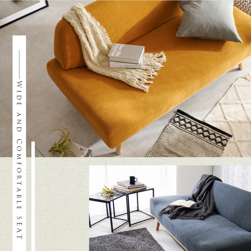 楽天市場】【土日限定☆クーポン有】北欧風アームレスソファ2P 幅135cm