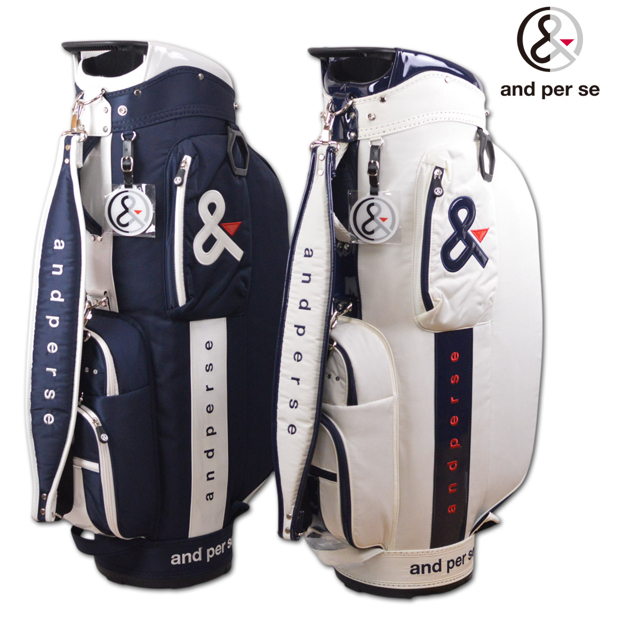 楽天市場】アンパスィ キャディバッグ メンズ レディース 白 紺 9
