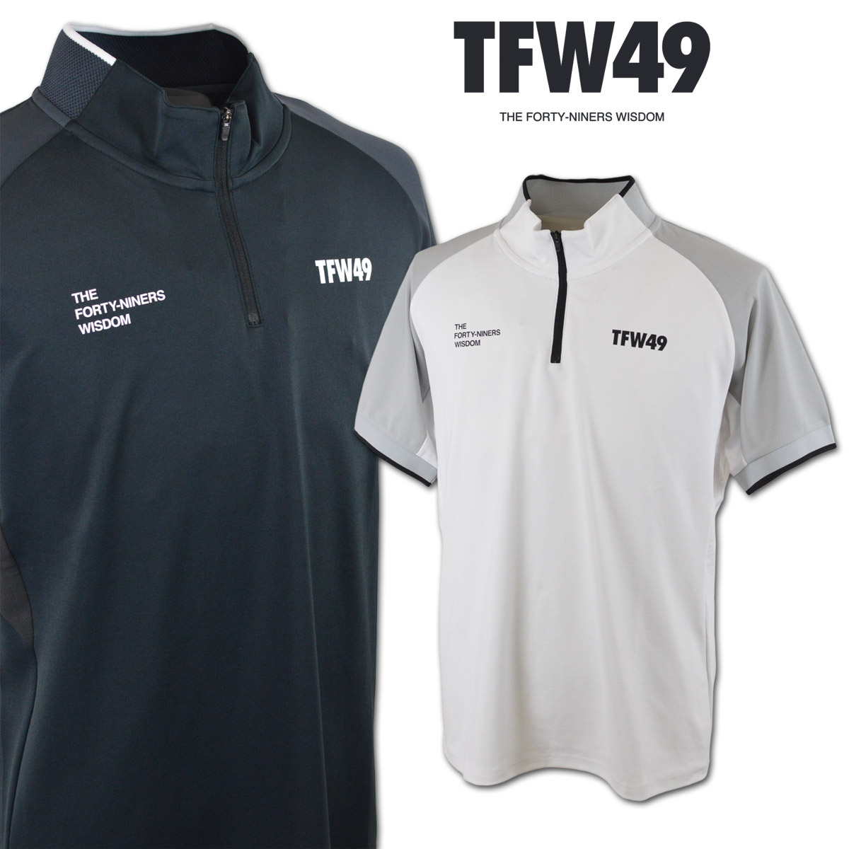 楽天市場】TFW49 半袖ハーフジップシャツ メンズ 春夏用 黒 紺 白