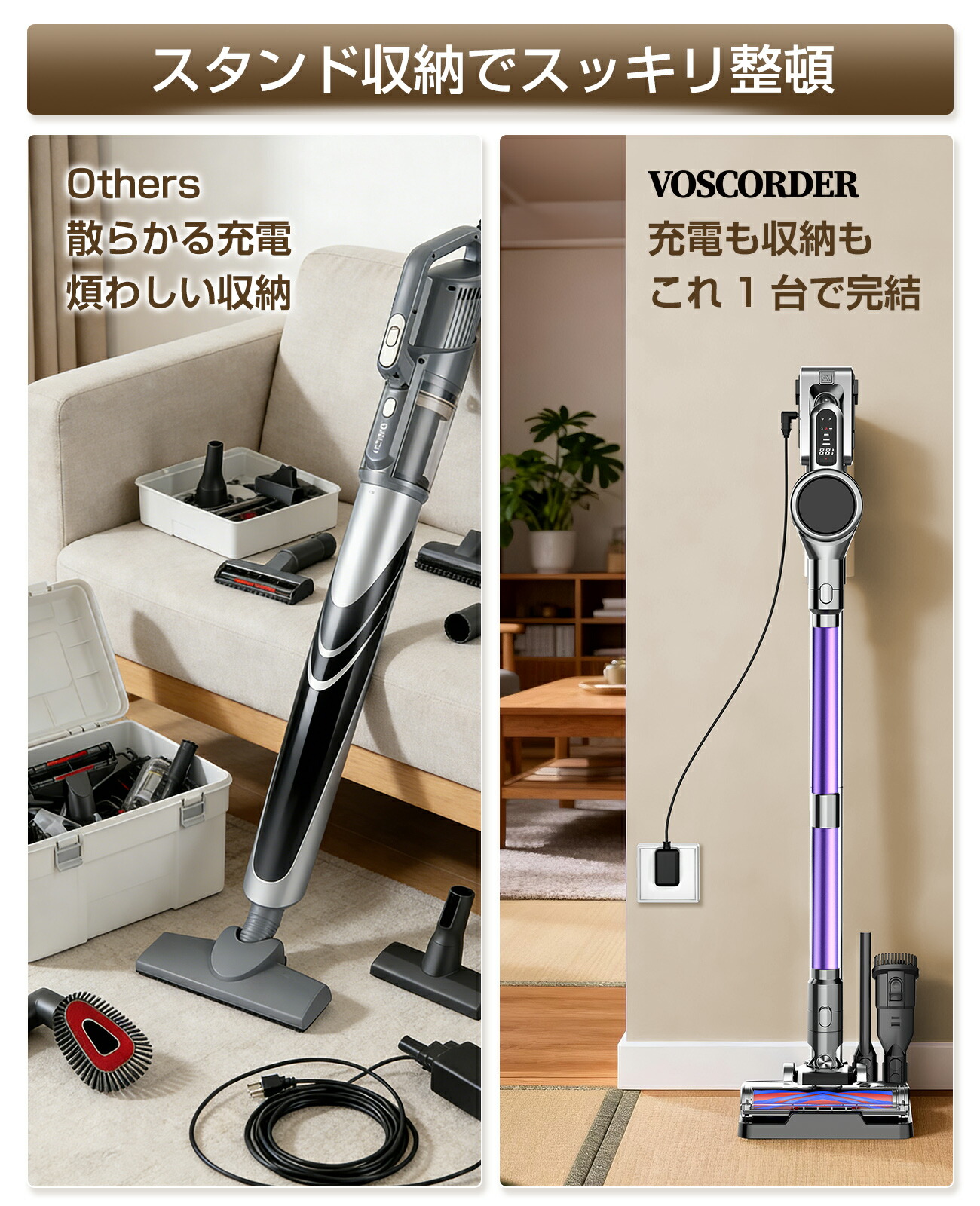 楽天市場】【65Kpa 強力吸引・充電 スタンド付き】 掃除機 コードレス