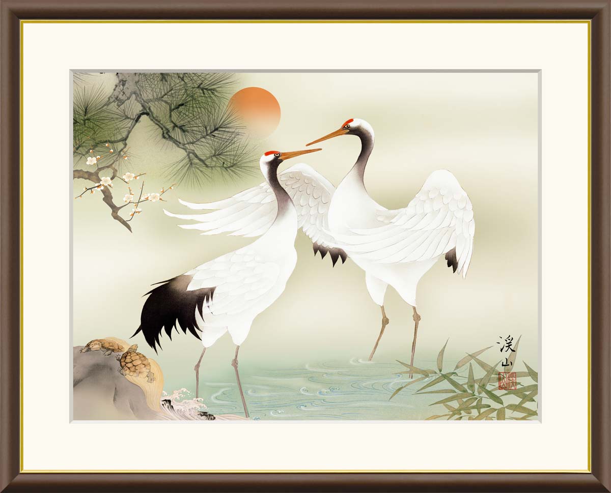 楽天市場】【スーパーSALE10％OFF】10年保証 名画 油絵 松竹梅鶴亀