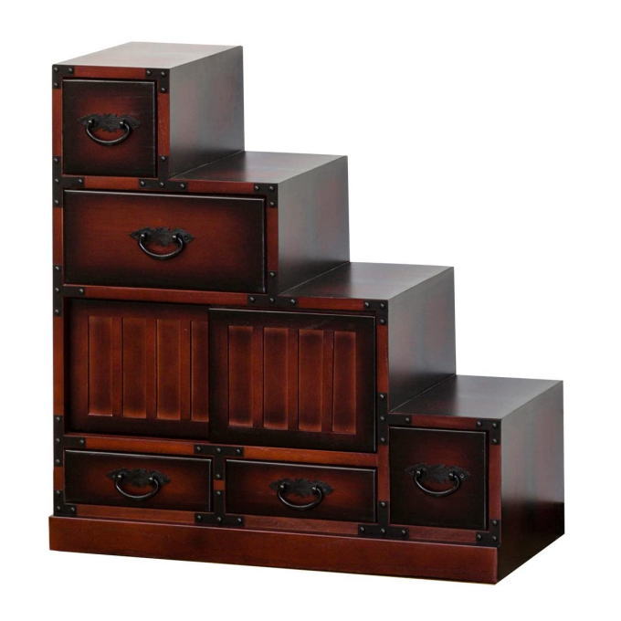 楽天市場】＼SALE ポイント5倍／民芸調 階段箪笥（たんす）右下がり