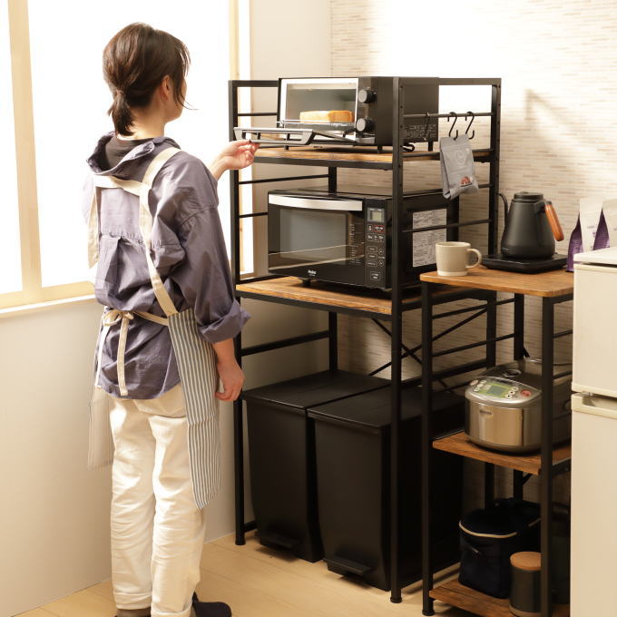 楽天市場】スチールラック 2段 キッチンラック ゴミ箱 上 ラック