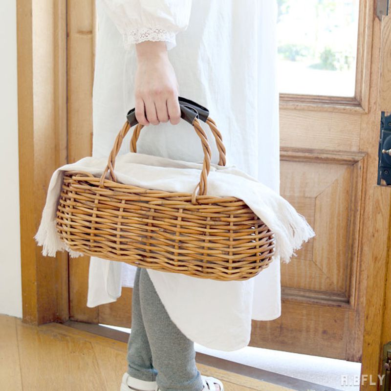 楽天市場】バスケット かごバッグ 手編み ラタン 籐 天然素材 アラログ