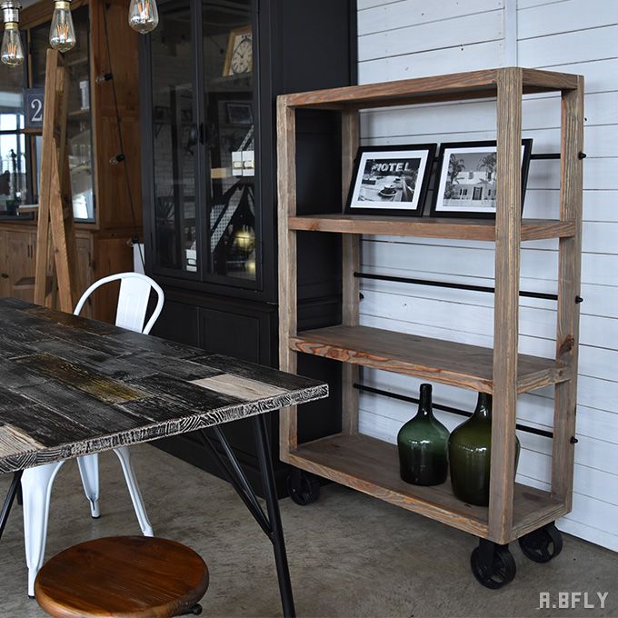 楽天市場】無垢 シェルフ 幅90cm ハイタイプ ブックシェルフ フリー