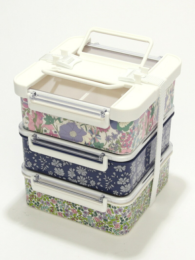 楽天市場】【SALE／32%OFF】リバティプリント/角型3段ランチボックスS