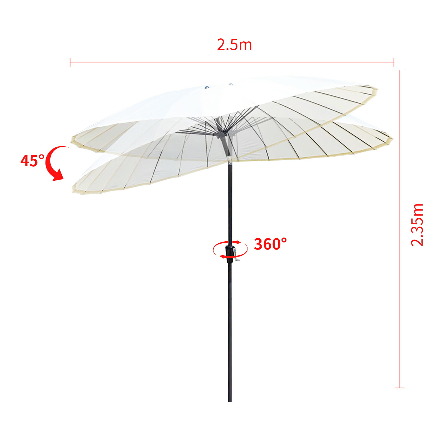 楽天市場】ガーデンパラソル パラソル 大型 直径250CM チルト機能付
