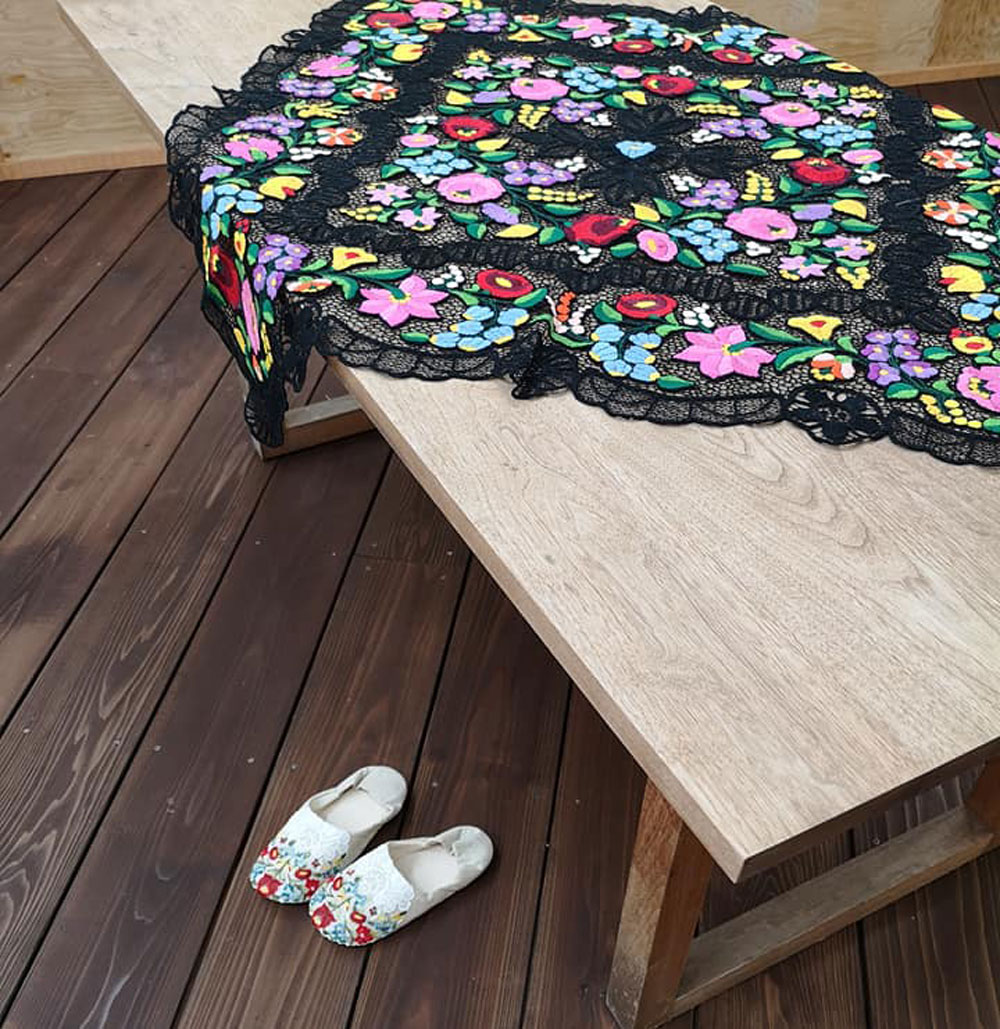 楽天市場】ハンガリー 希少 ブラックタ イプ カロチャレース テーブル