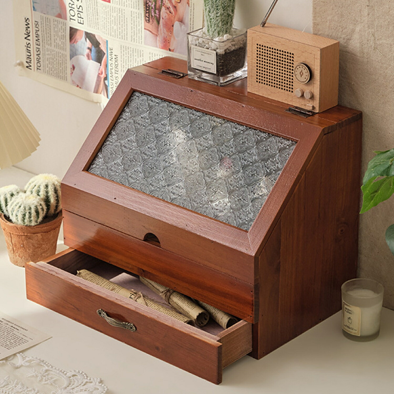 楽天市場】収納ボックス メイクボックス 大容量 木製 コスメボックス