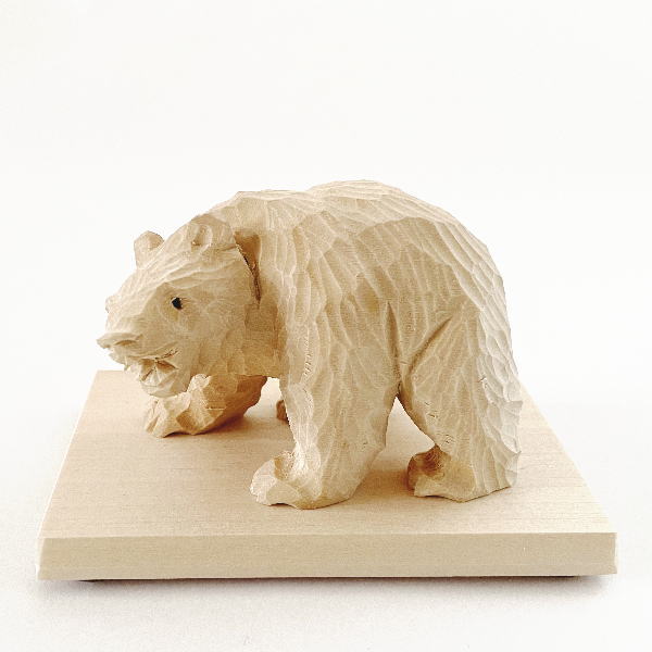 楽天市場】送料無料 木彫りの熊の置物 置台付き 糸屋作 着色なし