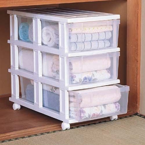 楽天市場】チェスト 3段 プラスチック キャスター付き ローチェスト 幅