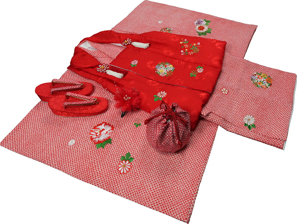 楽天市場】七五三 着物 3歳 女の子 正絹 刺繍入 被布セット 新品