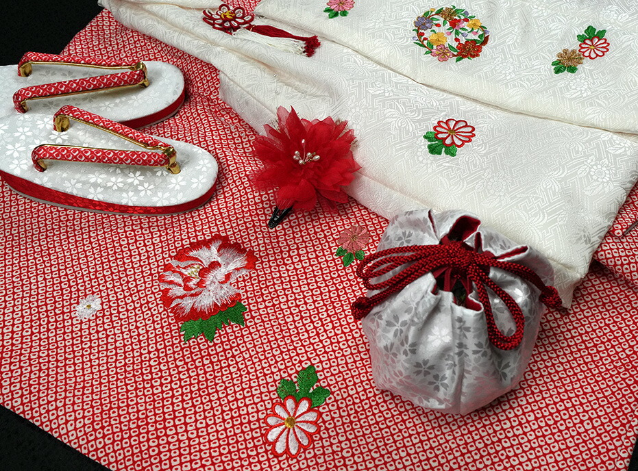 楽天市場】七五三 着物 3歳 女の子 正絹 刺繍入 被布セット 新品