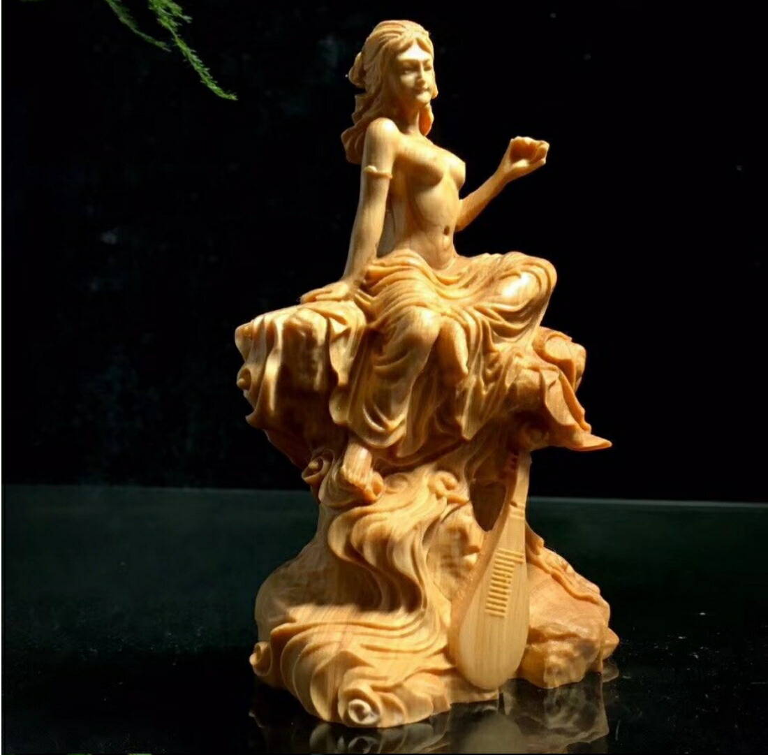 楽天市場】木彫り彫刻 弁天様 木彫 玄関 置物 置き物 オブジェ 木製