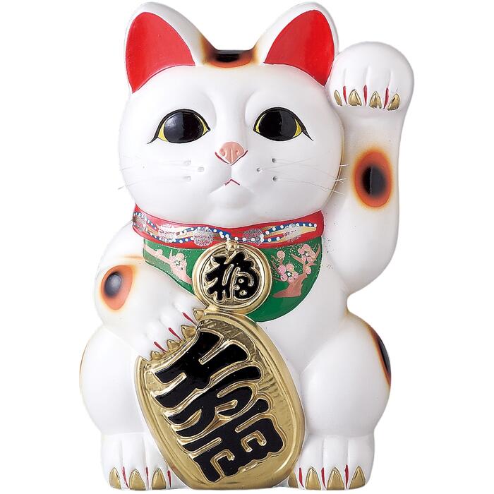 楽天市場】招き猫 まねきねこ 常滑焼 招福 開運 昇運 福招きの白 小判
