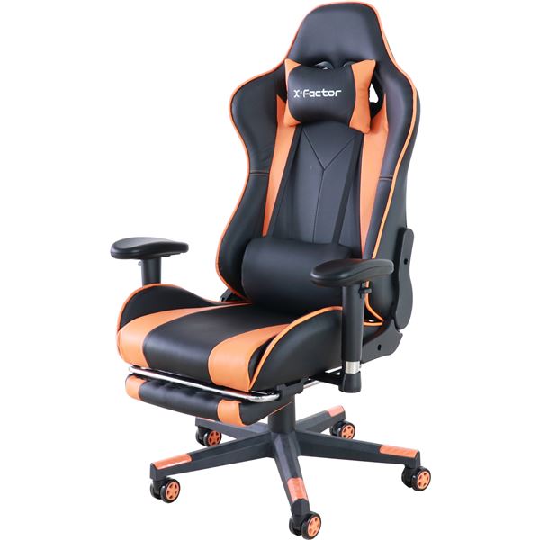 楽天市場】ゲーミングチェア 約幅70cm オレンジ フットレスト