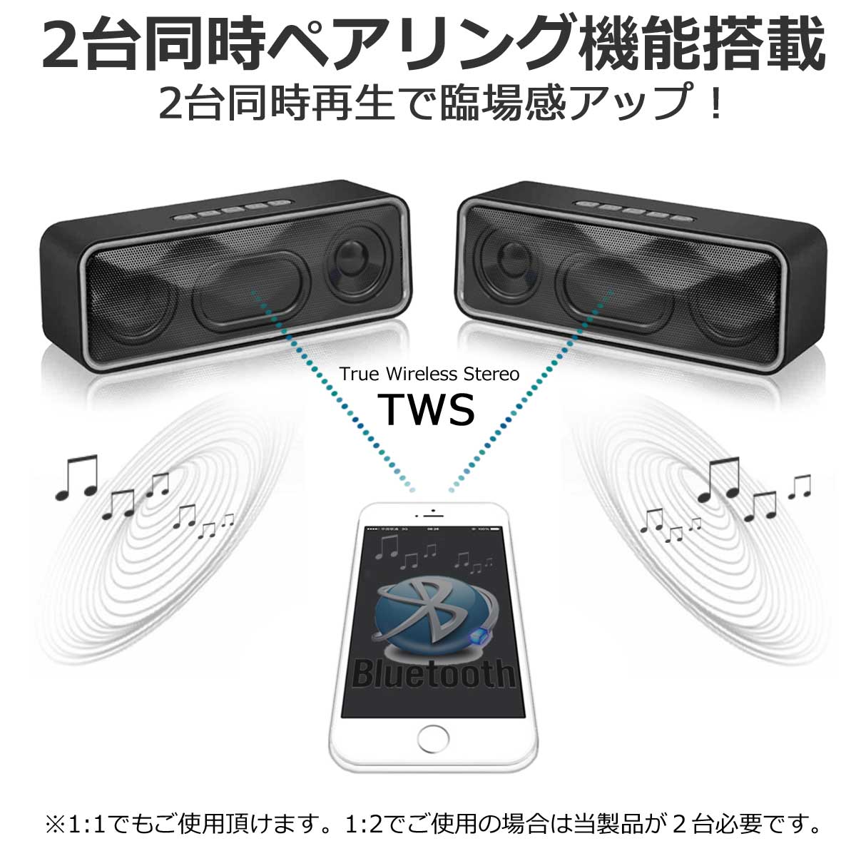 楽天市場】Bluetooth スピーカー ブルートゥース 2台同時 TWS ステレオ