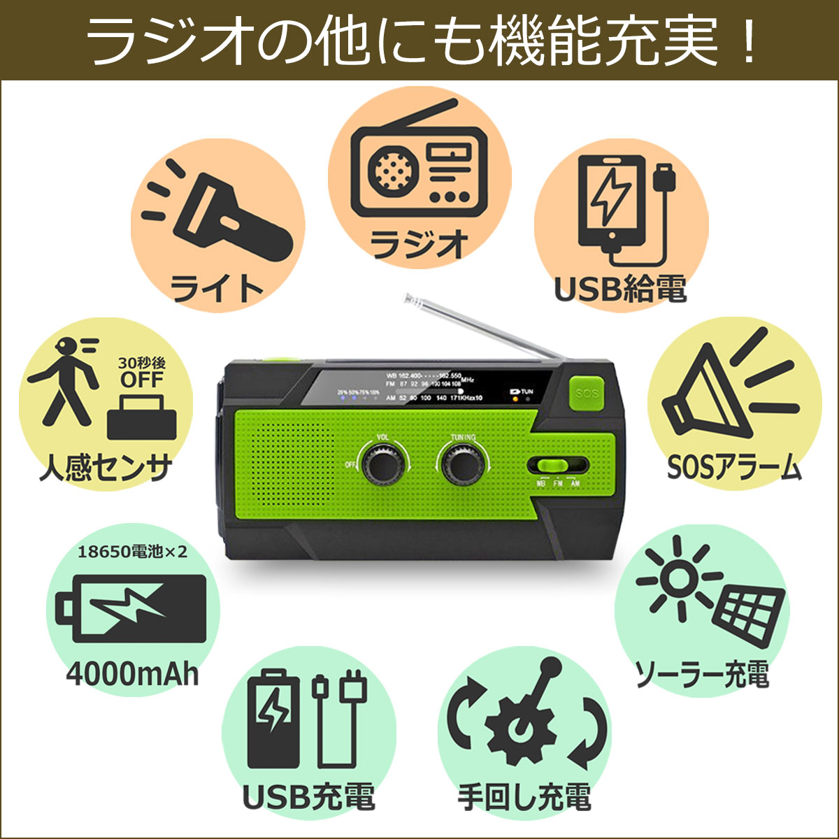 楽天市場】【訳あり】防災ラジオ 多機能 手回し ソーラー 発電 USB充電