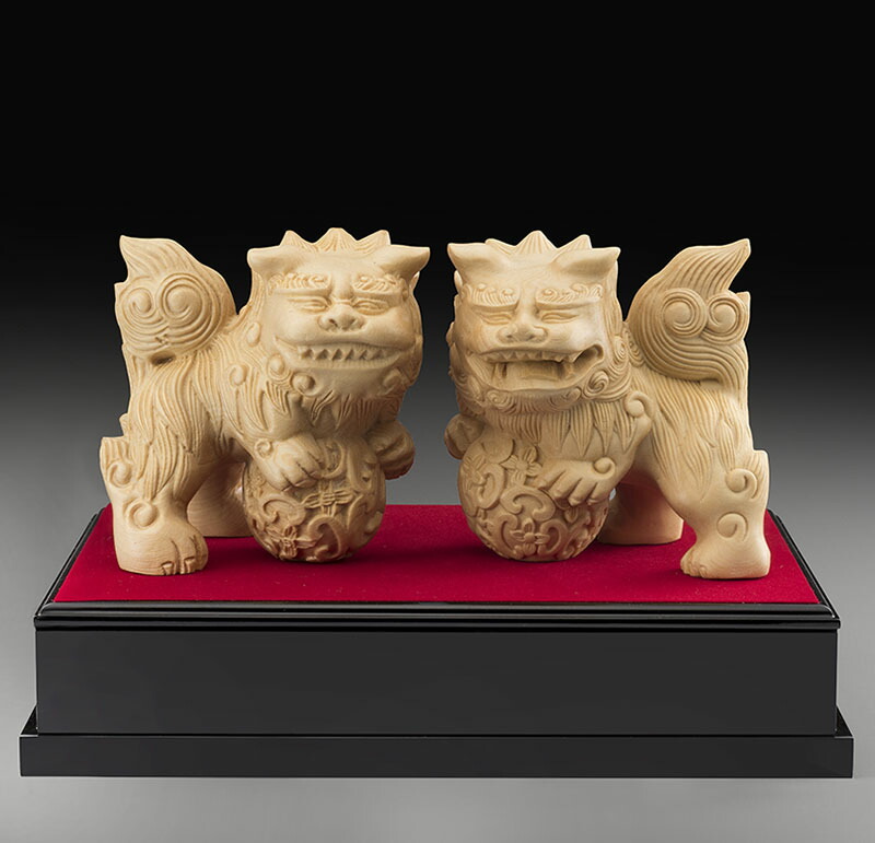 楽天市場】【すぐに使える10％OFFクーポン】天然檜彫り 獅子狛犬（二体