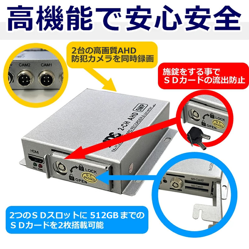 楽天市場】防犯カメラ用 2Ch SDカード レコーダー 800万画素対応 小型