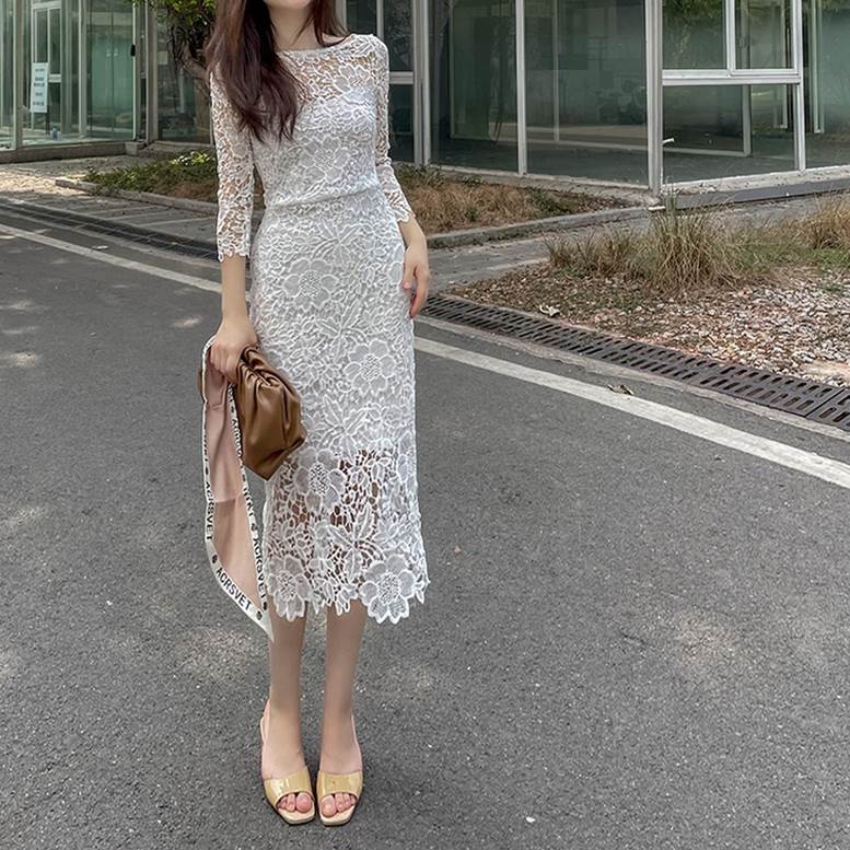 楽天市場】ワンピース レースワンピ レディース 総レース ドレス 半袖
