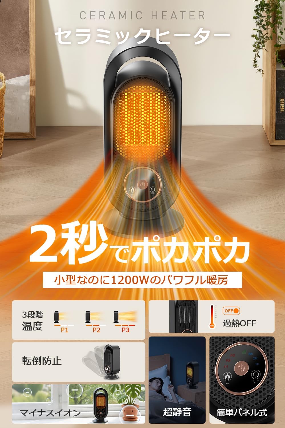 楽天市場】セラミックヒーター 【2025冬新開発・LCDディスプレ表示