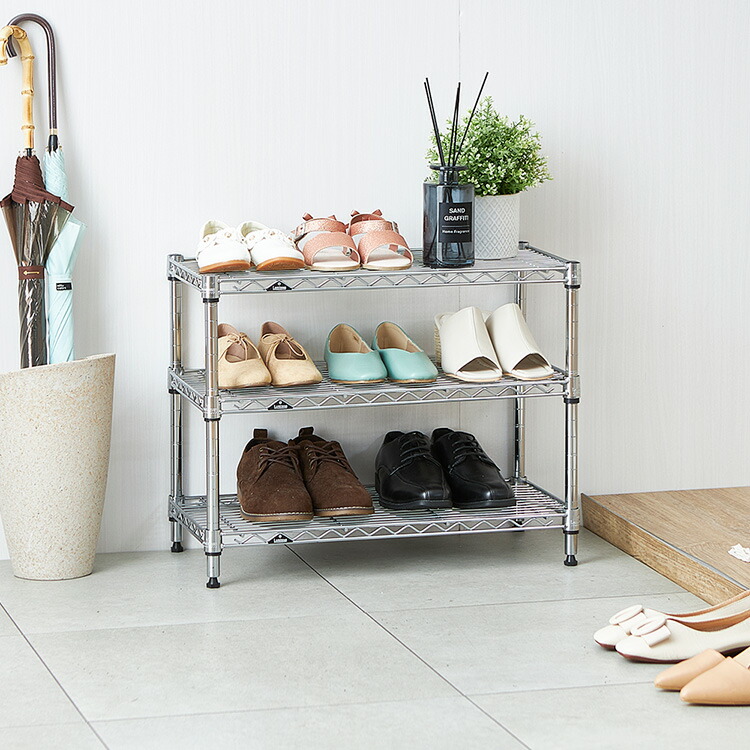 楽天市場】シューズラック スリム3段 幅65 奥行25 収納 ラック