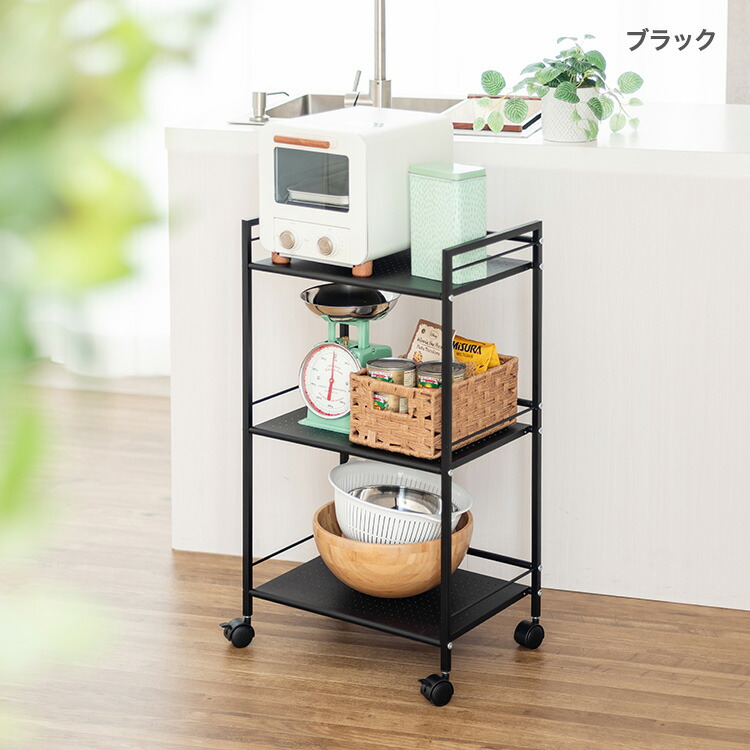 楽天市場】【新色登場】キッチンワゴン キャスター付き スリム 2段 3段