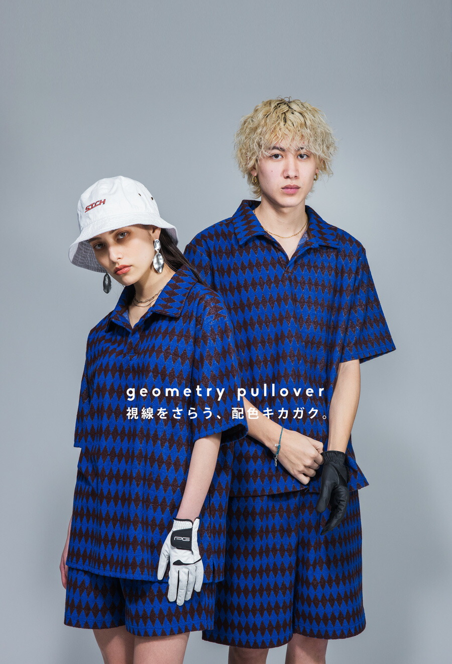 楽天市場】ANTIQUA GOLF×STCH 幾何学柄 開襟トップス レディース 送料