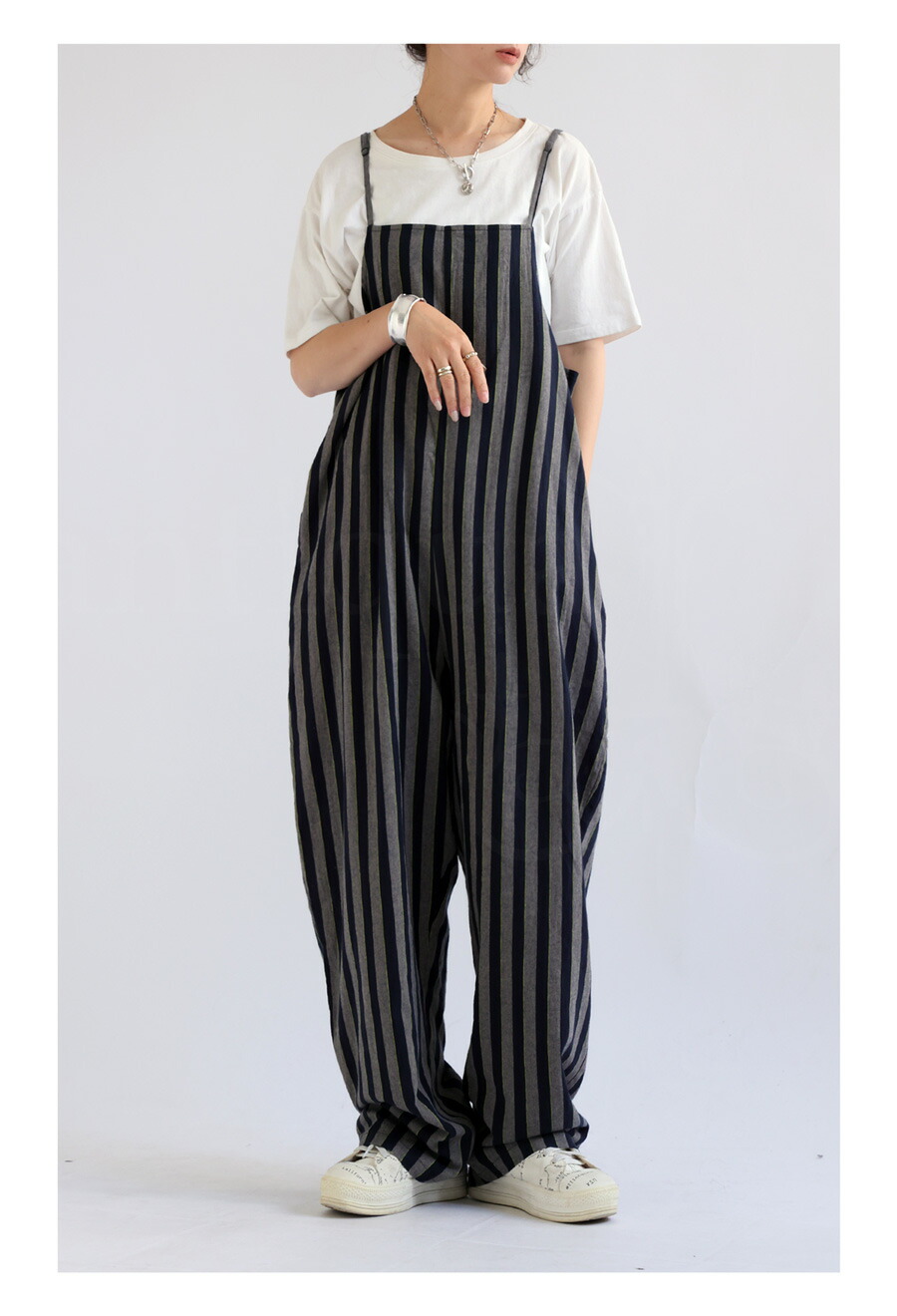 楽天市場】ストライプ柄 サロペット レディース ボトムス 送料無料