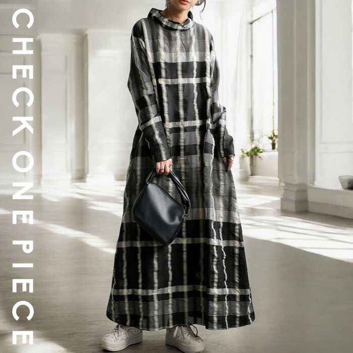 楽天市場】チェック柄ワンピース ワンピース レディース ロング 送料