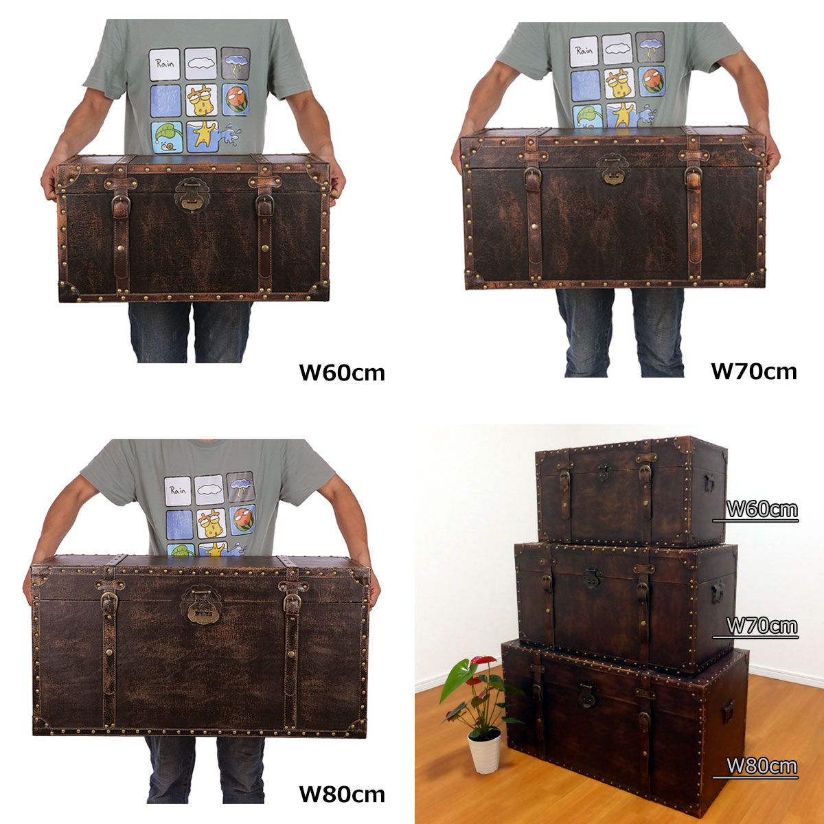 楽天市場】鍵付き トランク型 収納ボックス 大型 トランクボックス