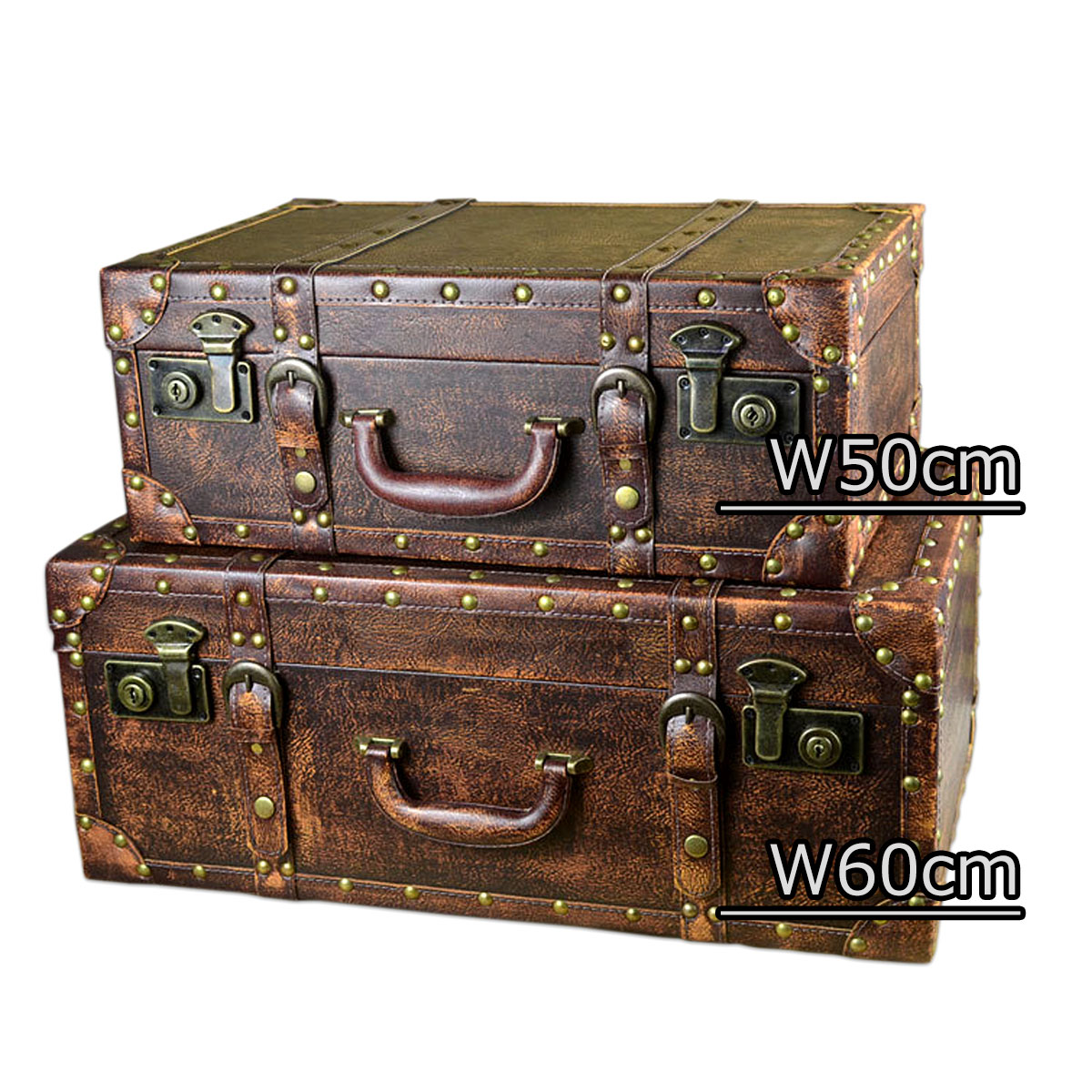 楽天市場】アンティーク調 スーツケース トランク型 ロック機能付
