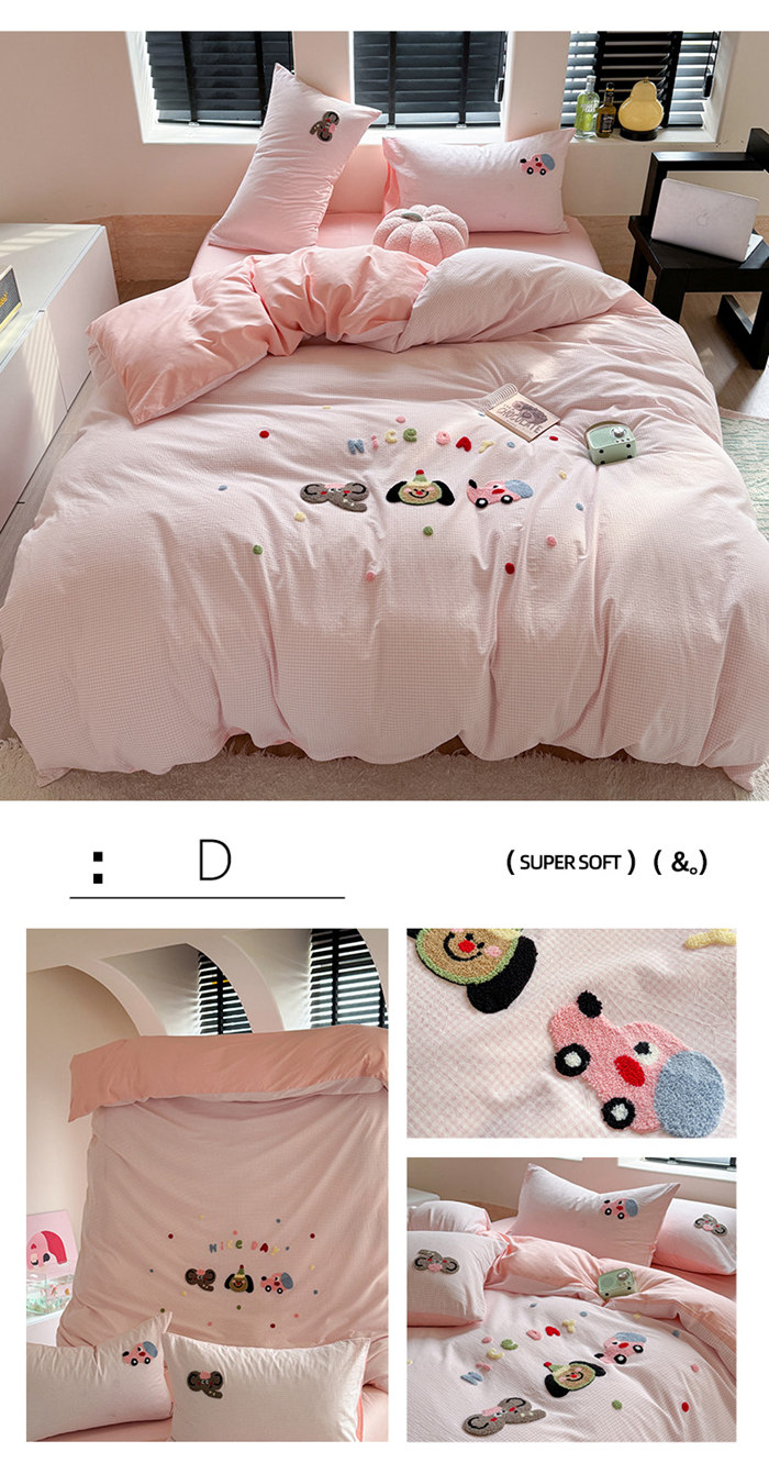 楽天市場】布団カバー シングル 3、4点セット刺繍 可愛い 綿100% 寝具