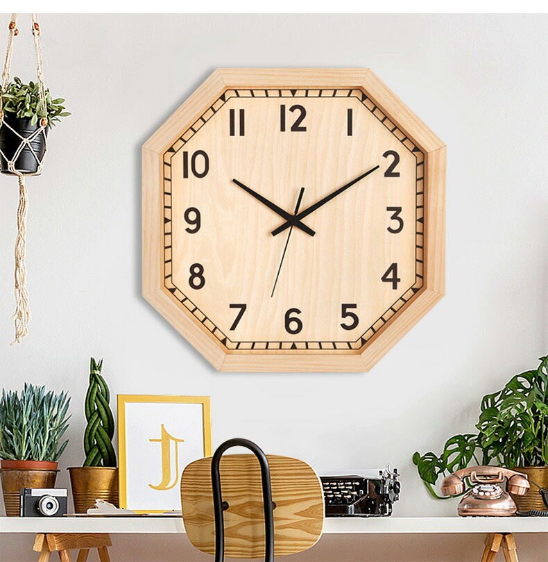 楽天市場】八角形 時計 風水 掛け時計 木製 アンティーク 壁掛け時計
