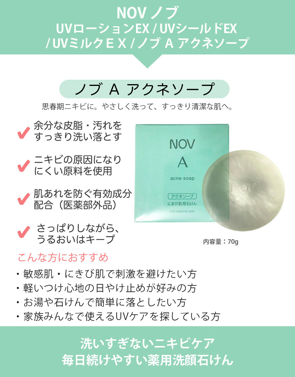 楽天市場】【国内正規品】ノブ A アクネソープ 70g 洗顔石けん 洗顔