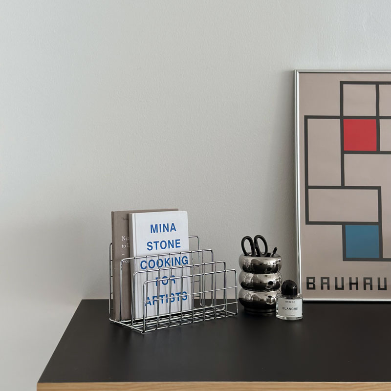 楽天市場】シルバー スチール ブックスタンド マガジンラック【ART OF