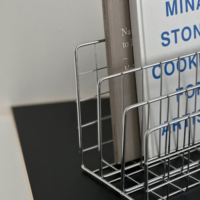 楽天市場】シルバー スチール ブックスタンド マガジンラック【ART OF