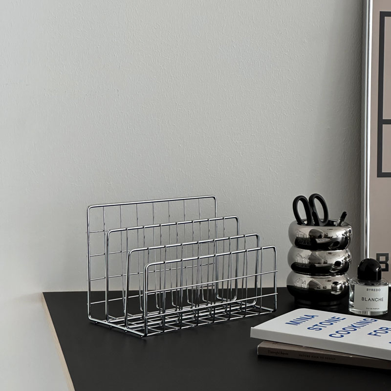 楽天市場】シルバー スチール ブックスタンド マガジンラック【ART OF