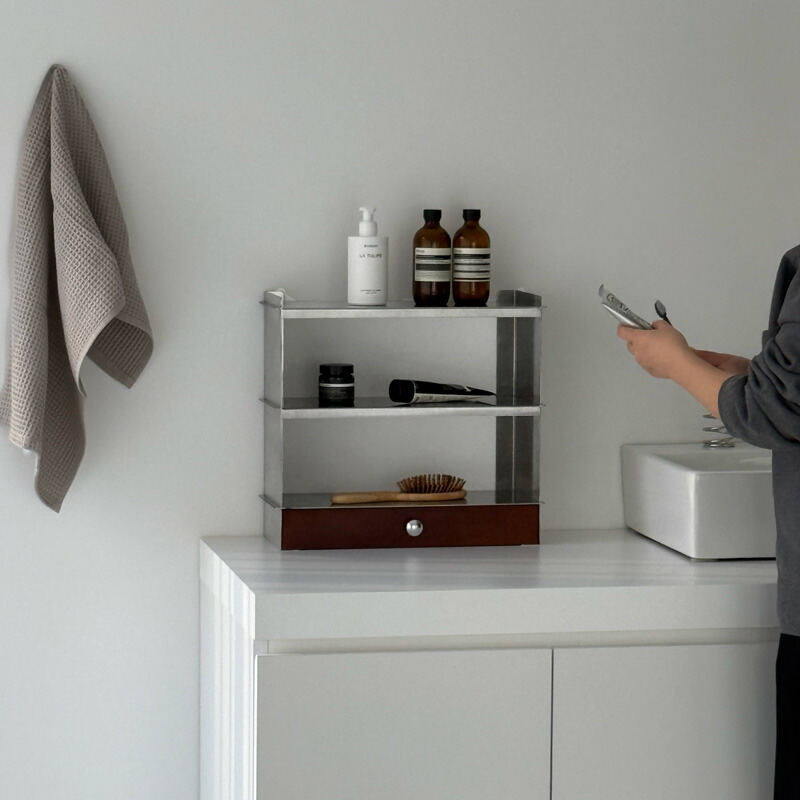 木製引き出し付き ステンレス製 ラック【ART OF BLACK】