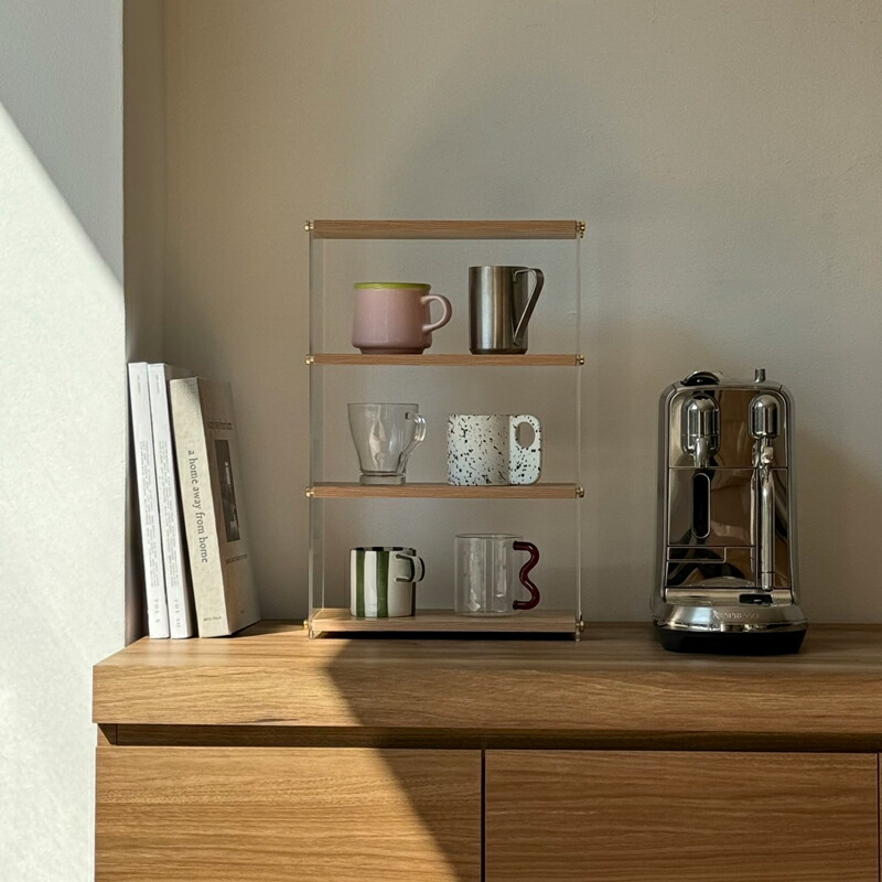 楽天市場】クリア×ウッド 4段 ディスプレイ ラック【ART OF BLACK