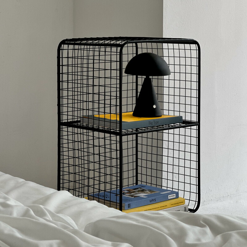 楽天市場】ブラック スタンド付き スチールメッシュ 2段ラック【ART OF