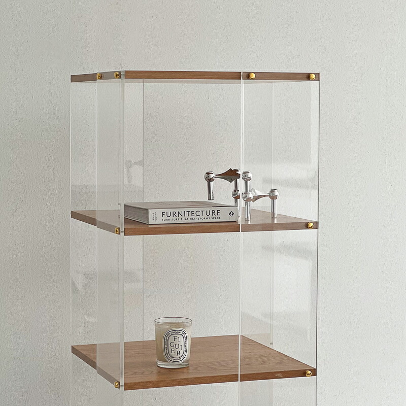 楽天市場】キャスター付き クリア×ウッド 4段 ディスプレイラック【ART