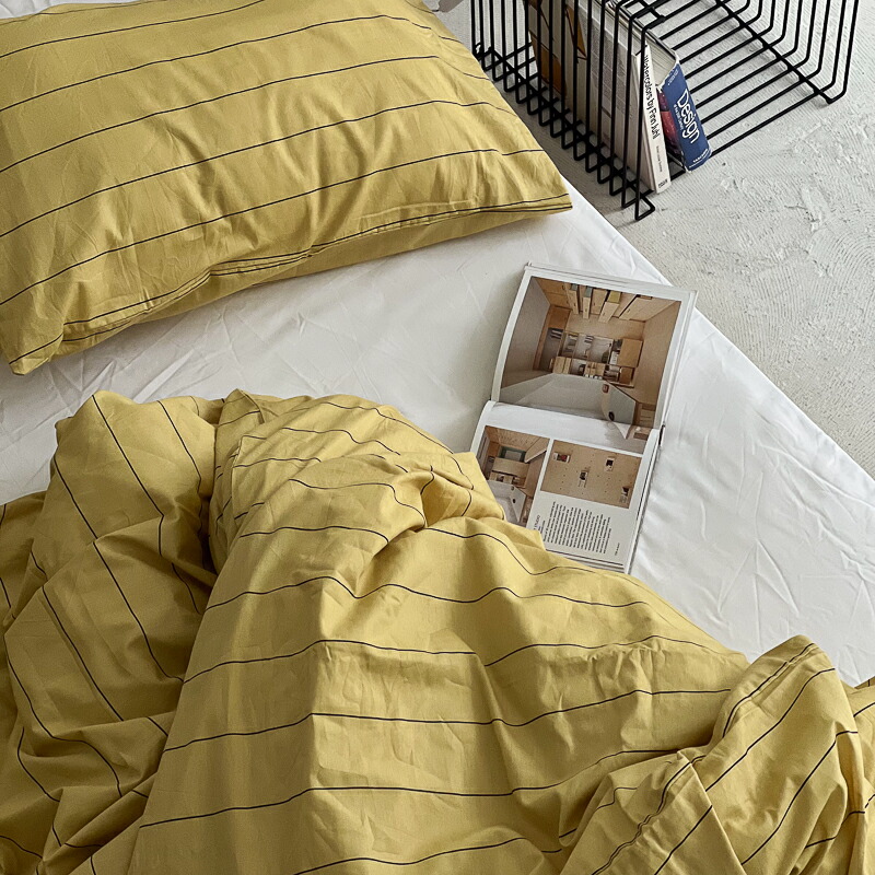 楽天市場】イエロー ペンシルストライプ 布団カバーセット【ART OF