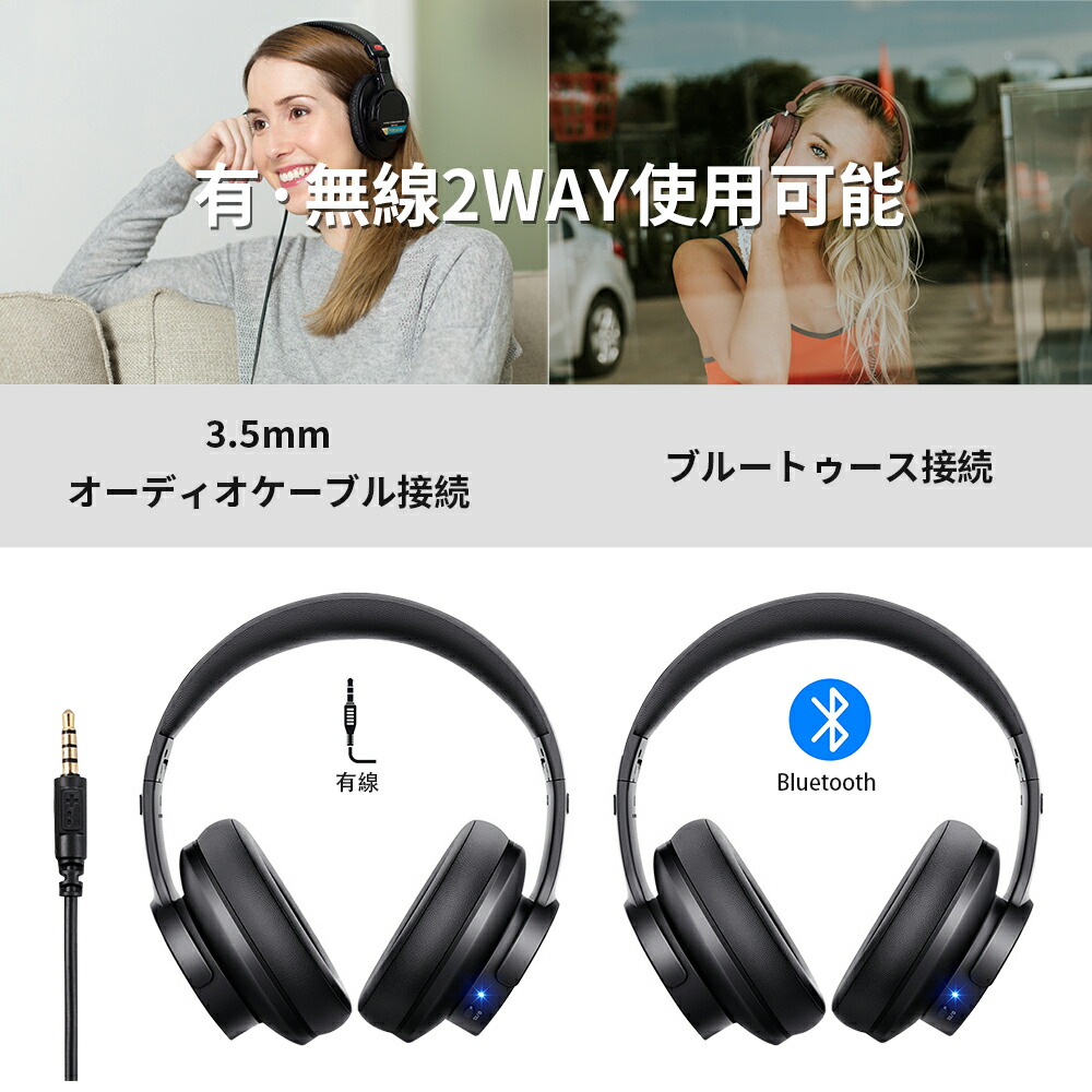 楽天市場】ワイヤレスヘッドホン 軽量 bluetooth5.3 折り畳み式 有線