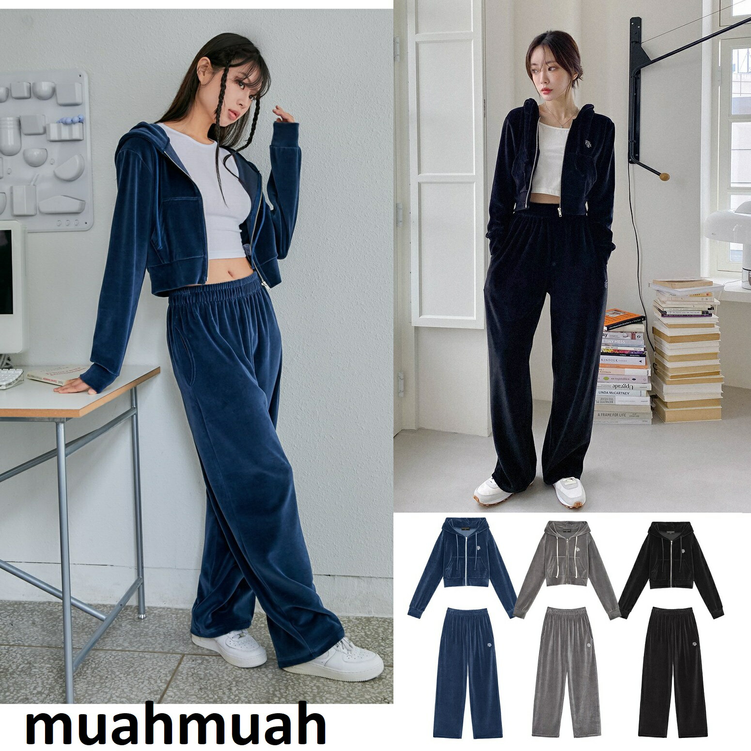 楽天市場】muahmuah【セット】ベルベット トレーニング フーディー