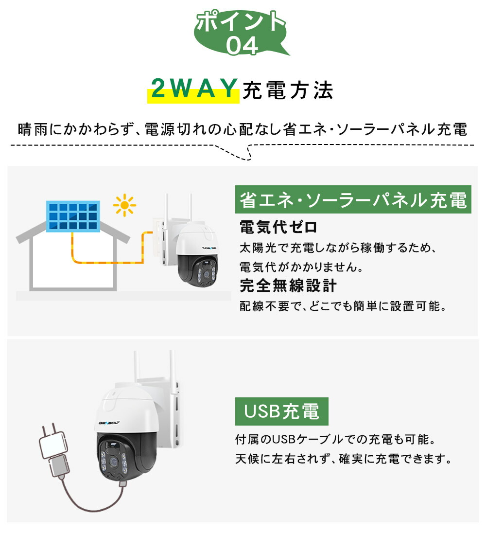 楽天市場】【2台セット】防犯カメラ ソーラー 屋外 セット 2台