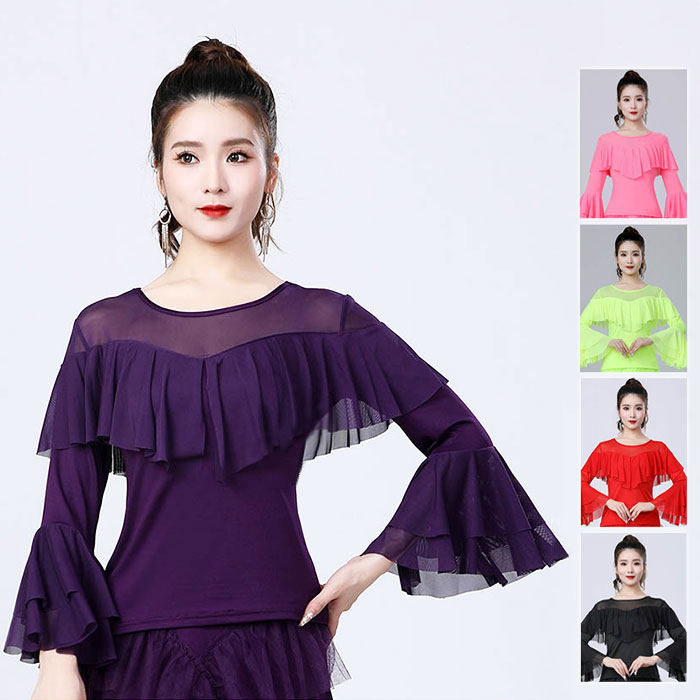 楽天市場】社交ダンス衣装 レディース ダンストップス ウェア 長袖