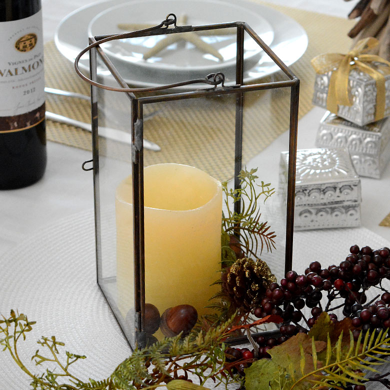 楽天市場】ガラスと真鍮でできたキャンドルランタン アンティーク
